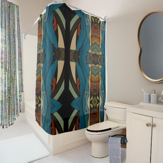 Abstrakter kubistischer Inspirierte Art Déco 2 Duschvorhang