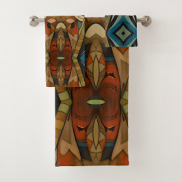 Abstrakter kubistischer Inspirierte Art Déco 5 Badhandtuch Set