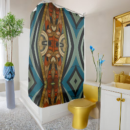 Abstrakter kubistischer Inspirierte Art Déco 5 Duschvorhang