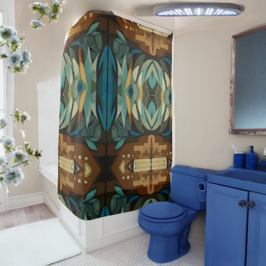 Abstrakter kubistischer Inspirierte Art Déco 7 Duschvorhang