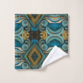 Abstrakter kubistischer Inspirierte Art Déco 9 Badhandtuch Set (Waschlappen)