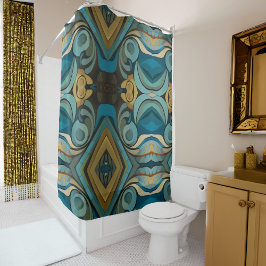 Abstrakter kubistischer Inspirierte Art Déco 9 Duschvorhang