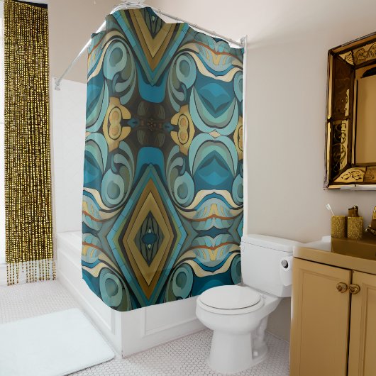 Abstrakter kubistischer Inspirierte Art Déco 9 Duschvorhang