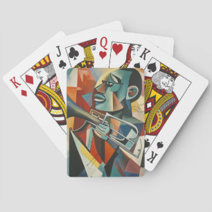 Abstrakter kubistischer Jazztrompeter Spielkarten
