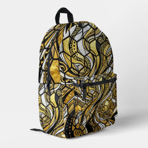 Abstrakter Kunst-Honigwaben-Sechseck-Gold-Gitter-R Bedruckter Rucksack