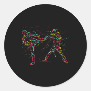 Abstrakter Kunst-Karateka  Runder Aufkleber