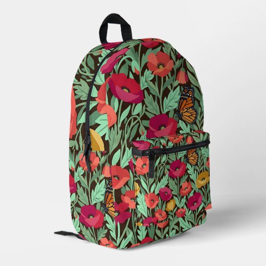 Abstrakter Kunst Mohn Monarch Rucksack (Rückseitige Ecke links)