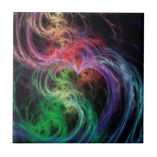 Abstrakter Kunst Raum Herzen Fliese (Vorderseite)