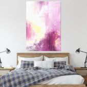 Abstrakter Kunstdruck Original lila gelbe Malerei Leinwanddruck (Insitu (Schlafzimmer))
