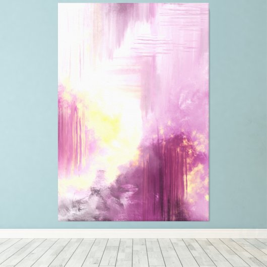 Abstrakter Kunstdruck Original lila gelbe Malerei Leinwanddruck (Insitu (Holzboden))