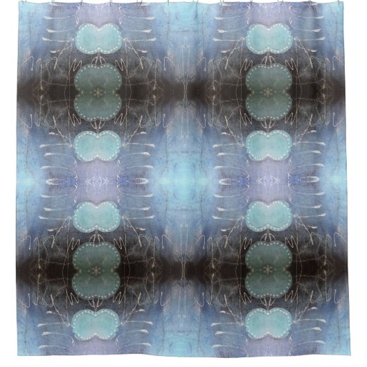 Abstrakter Kunstduschvorhang in blau-weiß Duschvorhang (Vorderseite)