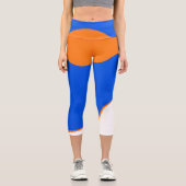 Abstrakter Kunstglockenspiel Pasta Orange Blue Capri Leggings (Vorderseite)