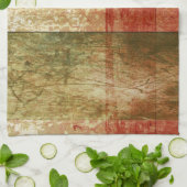 Abstrakter Kunstgrunge-geometrisches rotes orange Handtuch (Gefaltet)