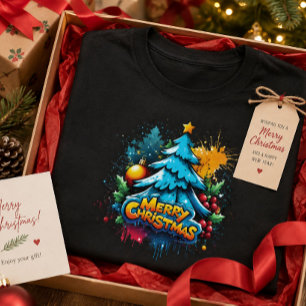 Abstrakter Künstlerischer, fröhlicher Weihnachtsba T-Shirt