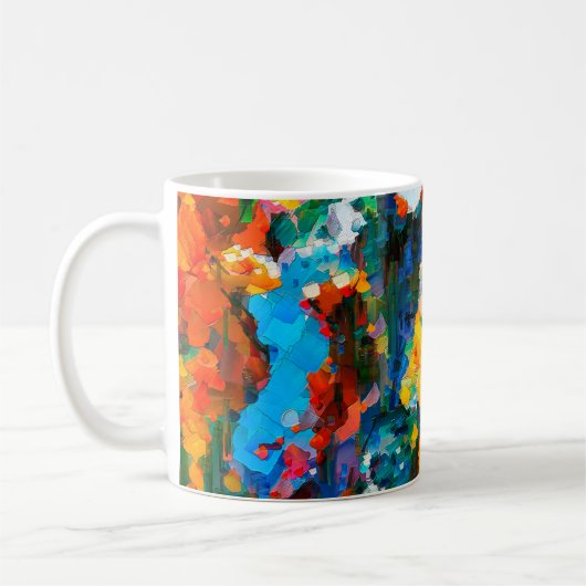 Abstrakter künstlerischer Hintergrund. Warme, lebe Kaffeetasse (Links)