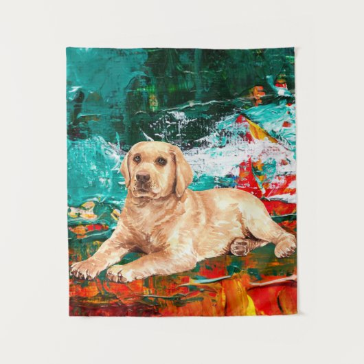 Abstrakter künstlerischer Labrador Wandteppich (Vorderseite)