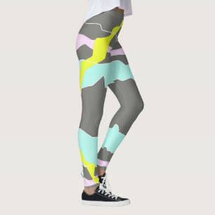 Abstrakter KunstMinimalismus Grau Gelb Türkis Blau Leggings