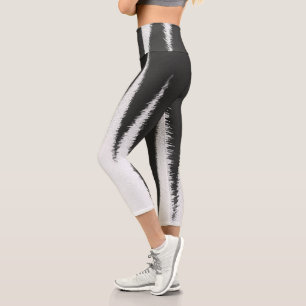 Abstrakter KunstMinimalismus Grau weiße Linien Capri Leggings