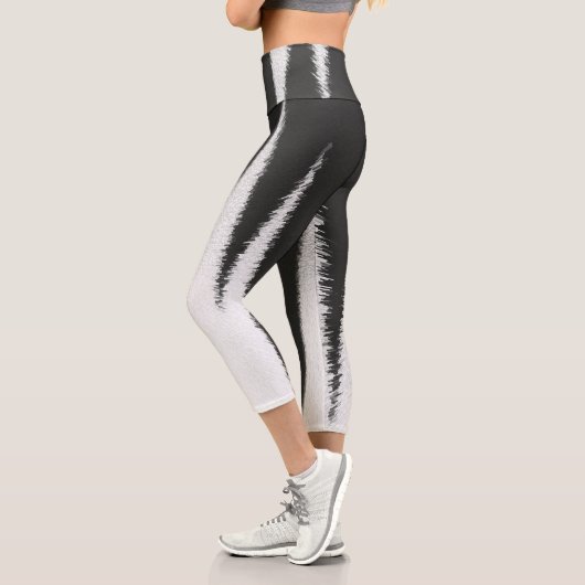 Abstrakter KunstMinimalismus Grau weiße Linien Capri Leggings (Links)