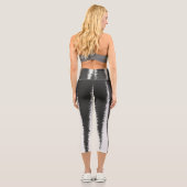 Abstrakter KunstMinimalismus Grau weiße Linien Capri Leggings (Rückseite)