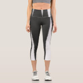 Abstrakter KunstMinimalismus Grau weiße Linien Capri Leggings (Vorderseite)