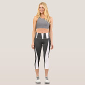 Abstrakter KunstMinimalismus Grau weiße Linien Capri Leggings (Vorderseite)