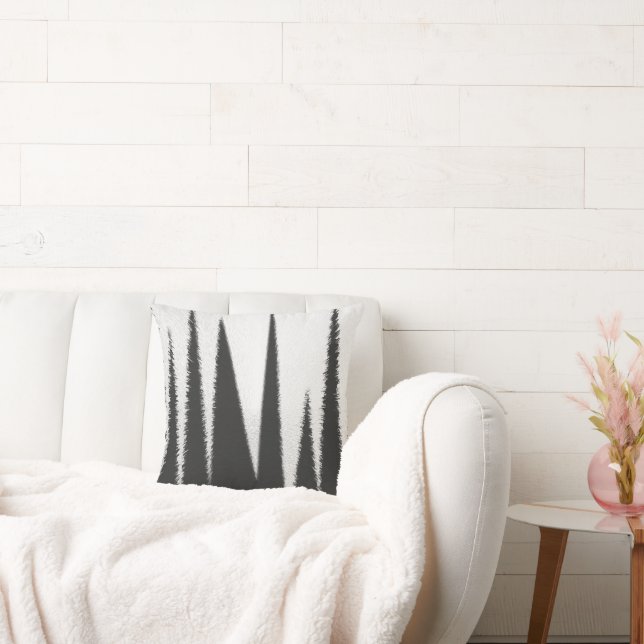 Abstrakter KunstMinimalismus Grau weiße Linien Kissen (Liege)