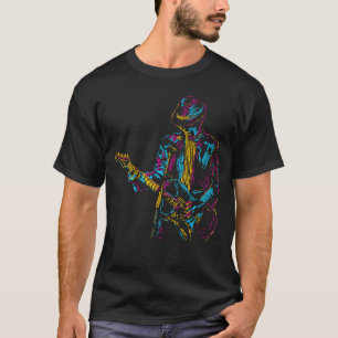 Abstrakter Kunstmusiker Musikband Bassspieler Klei T-Shirt