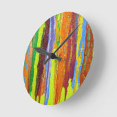 Abstrakter Kunstregenbogen stripes Farben-Tropfen Runde Wanduhr (Winkel)
