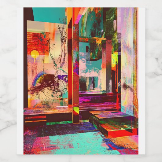 Abstrakter Kunstsaal Weinetikett (Einzelnes Label)