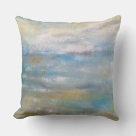 Abstrakter Küstenstrand Wolkenwolken-Malerstück Kissen