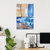 Abstrakter Küstenwasserfall Poster (Heimbüro)
