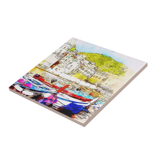 Abstrakter Landschaftlicher Hafen Fliese (Seite)