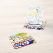 Abstrakter Landschaftlicher Hafen Rechteckiger Pappuntersetzer (Vor Ort)