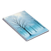 Abstrakter Landschaftsbaum Winterlandschaft Hinter Notizblock (Rechte Seite)