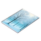 Abstrakter Landschaftsbaum Winterlandschaft Hinter Notizblock (Linke Seite)
