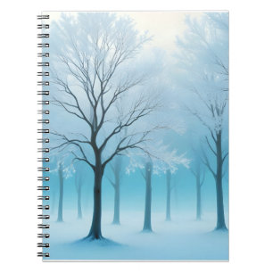 Abstrakter Landschaftsbaum Winterlandschaft Hinter Notizblock