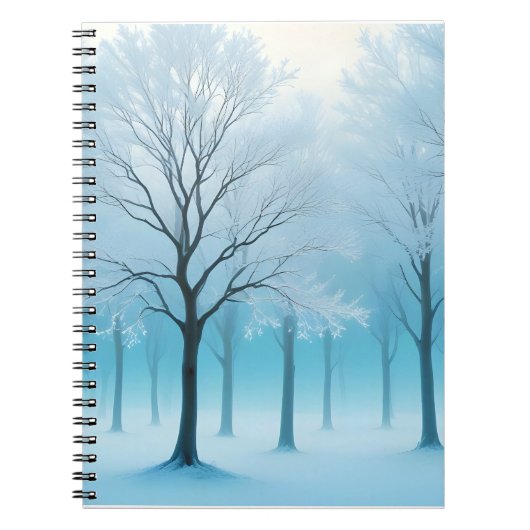 Abstrakter Landschaftsbaum Winterlandschaft Hinter Notizblock (Vorderseite)