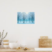 Abstrakter Landschaftsbaum Winterlandschaft Hinter Poster (Küche)