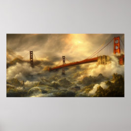 Abstrakter Landschaftssturm Golden Gate Bridge Poster