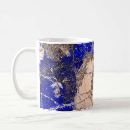 Abstrakter Lapis Lazuli Blue Granit, blauer Marmor Kaffeetasse (Links)