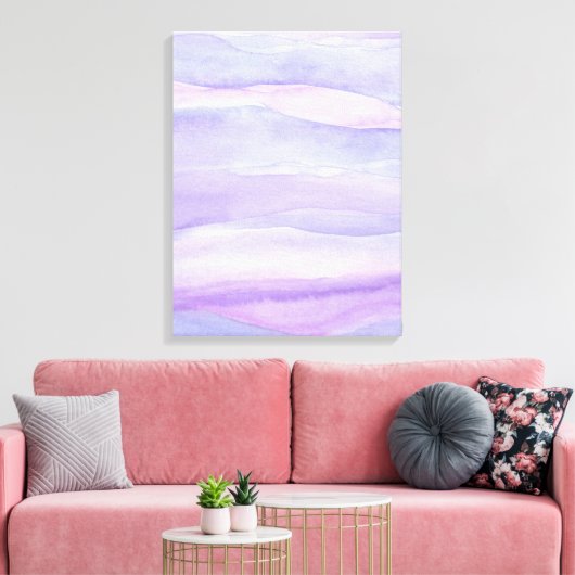 Abstrakter Lavendel Lila Ocean Layers Wasserfarbe Leinwanddruck (Insitu (Wohnzimmer))