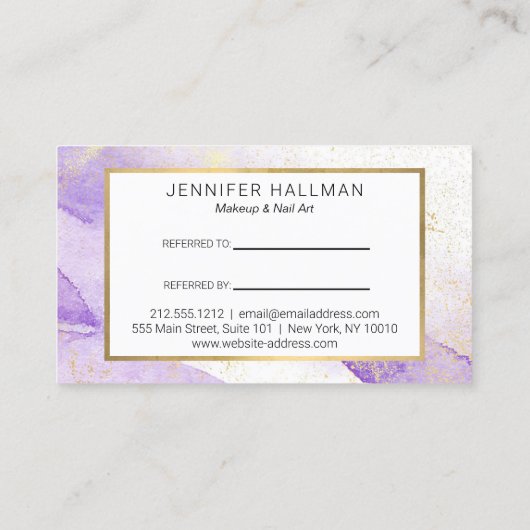 Abstrakter Lavendel Visitenkarte (Rückseite)