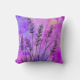 Abstrakter Lavendel-Wasserfarben-Kissen Kissen