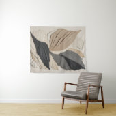 Abstrakter Leaf Collage neutrale Tones Boho Wandteppich (Beispiel (Horizontal))