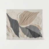 Abstrakter Leaf Collage neutrale Tones Boho Wandteppich (Vorderseite (Horizontal))