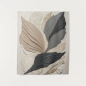 Abstrakter Leaf Collage neutrale Tones Boho Wandteppich (Vorderseite)