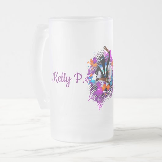 Abstrakter, lebendiger Karneval Panman Mattglas Bierglas (Vorderseite Links)