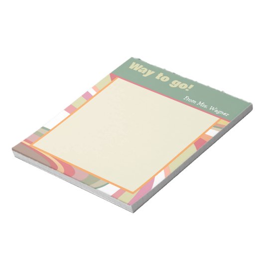 Abstrakter Lehrer Hübsch Streifen Moderner Weg zum Notizblock (Rotiert)