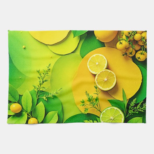 Abstrakter Lemon Limon Nature Art Geschirrtuch (Horizontal)